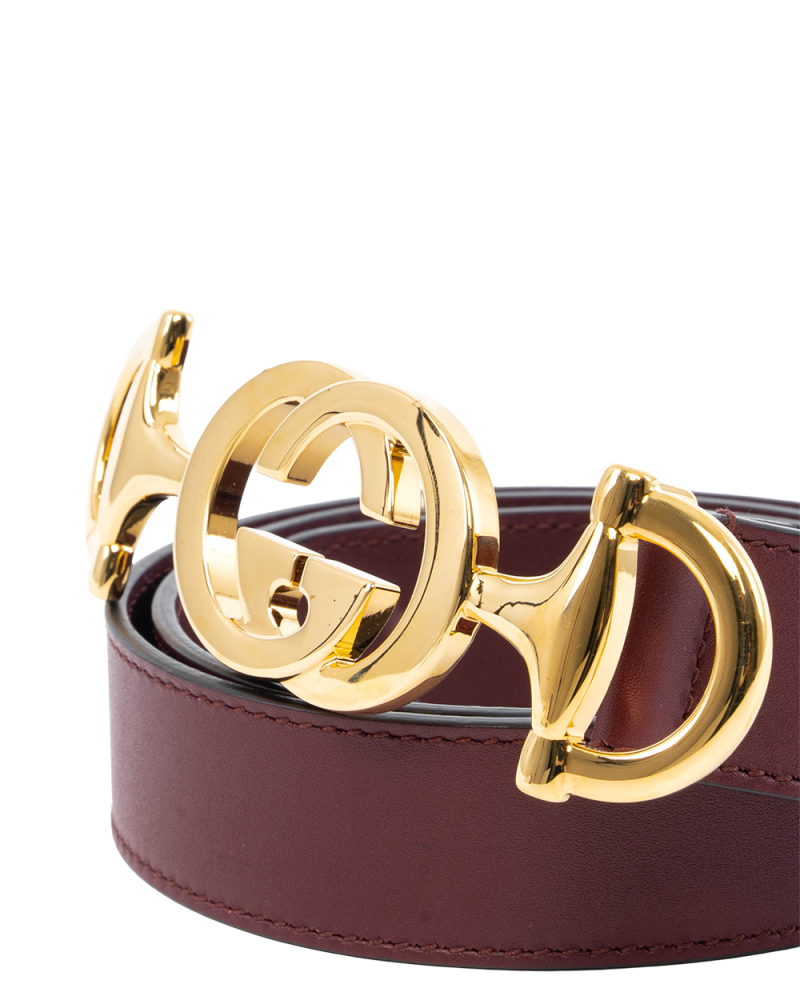 GUCCI LEATHER BELT 75 RED BURGANDY LEATHER GHW 550122 525040 0303