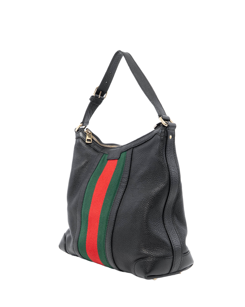 GUCCI MESSENGER MEDIUM BLACK RED GREEN CALF SHW 257084 524947 07705