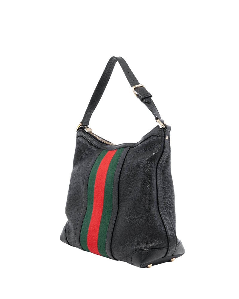 GUCCI MESSENGER MEDIUM BLACK RED GREEN CALF SHW 257084 524947 07706