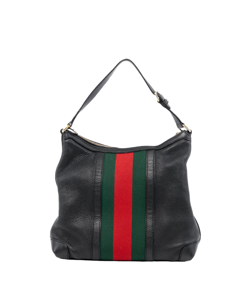 GUCCI MESSENGER MEDIUM BLACK RED GREEN CALF SHW 257084 524947 07707
