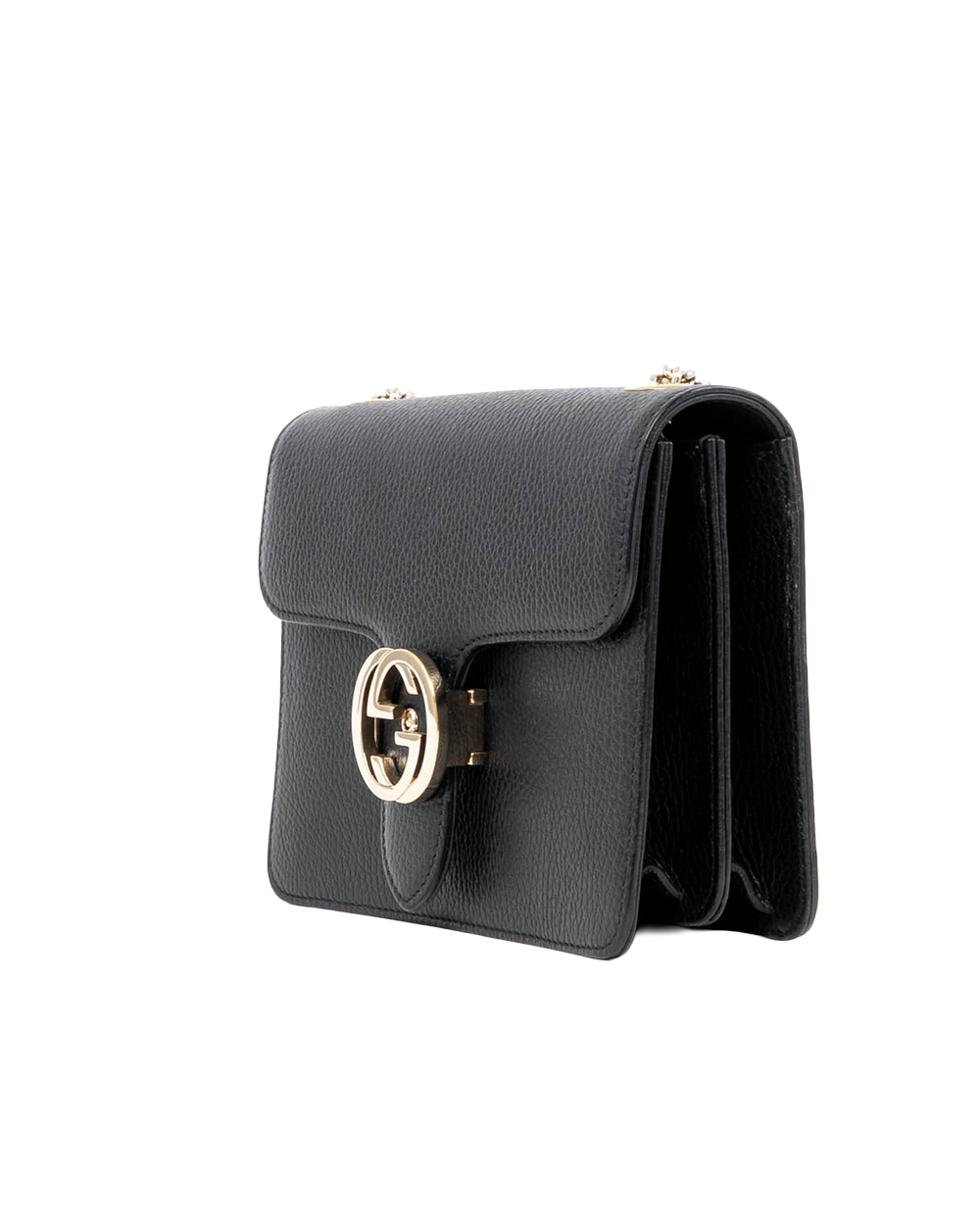 GUCCI WOC INTERLOCKING BLACK CALF GHW 510340 527620 07646