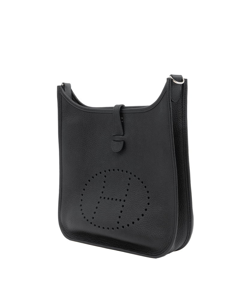 HERMES EVELYNE PM BLACK SHW STAMP R SQ 3202