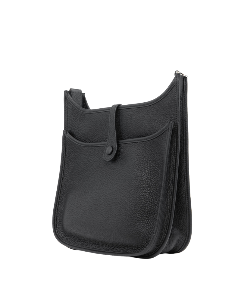 HERMES EVELYNE PM BLACK SHW STAMP R SQ 3203