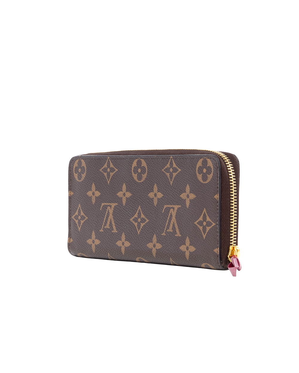 LV CLEMENCE WALLET LONG BROWN RED MONOGRAM CANVAS GHW MICROCHIP 0244