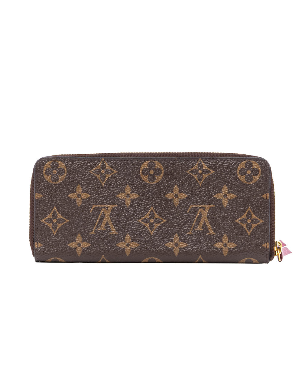 LV CLEMENCE WALLET LONG BROWN RED MONOGRAM CANVAS GHW MICROCHIP 0245