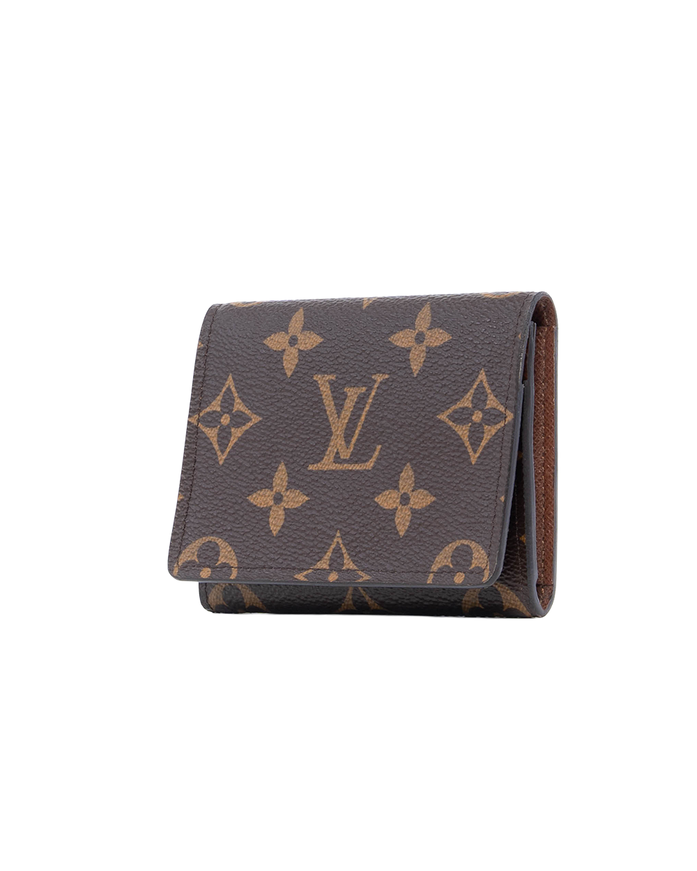 LV ENVELIOPPE CARTE DE VISITE SHORT BROWN MONOGRAM CANVAS GHW MICROCHIP 0281