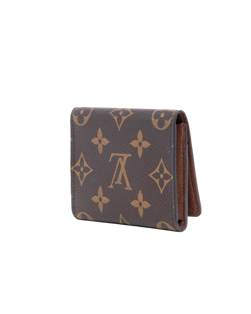 LV ENVELIOPPE CARTE DE VISITE SHORT BROWN MONOGRAM CANVAS GHW MICROCHIP 0282