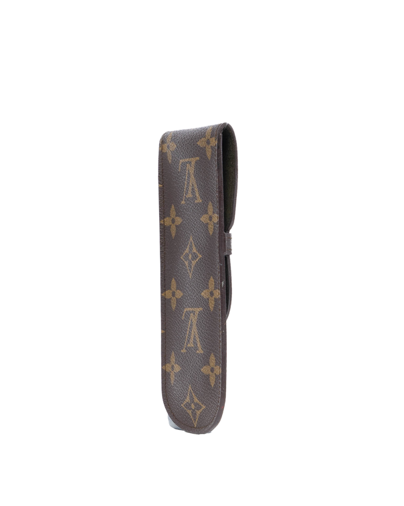 LV PEN CASE BROWN MONOGRAM CANVAS GHW MI0973 0233