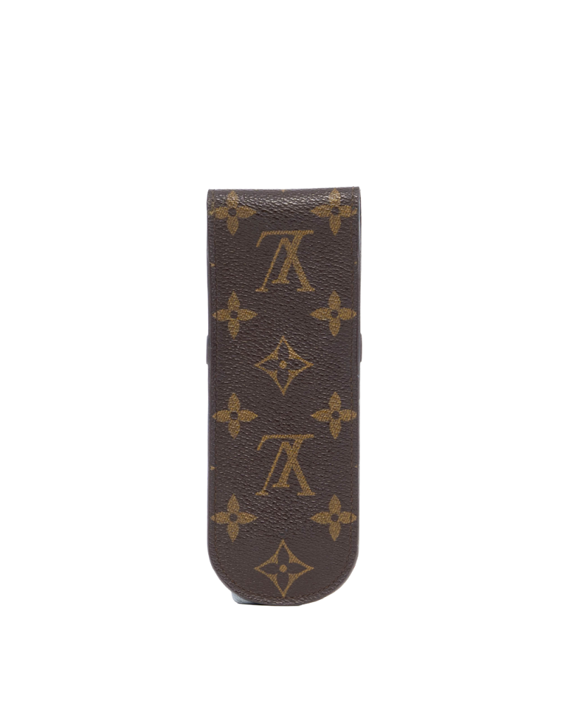 LV PEN CASE BROWN MONOGRAM CANVAS GHW MI0973 0234