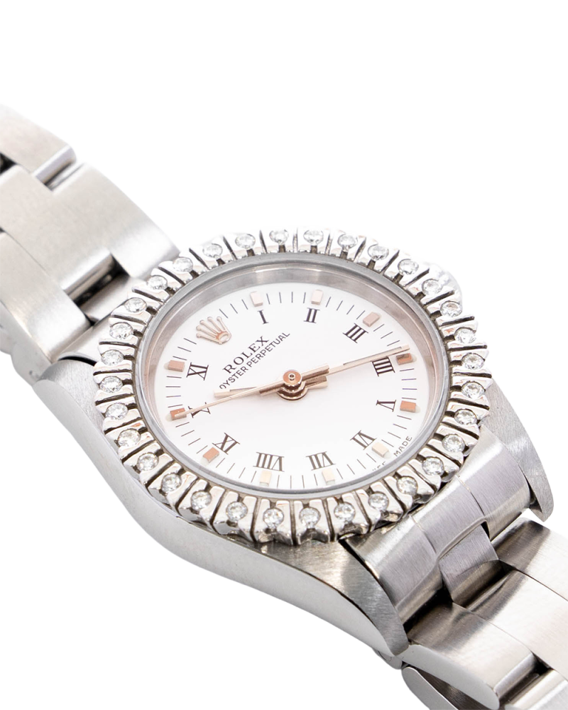 ROLEX OYSTER PERPETUAL WHITE DIAMOND STAINLESS STEEL SHW 590 B 78340 07782