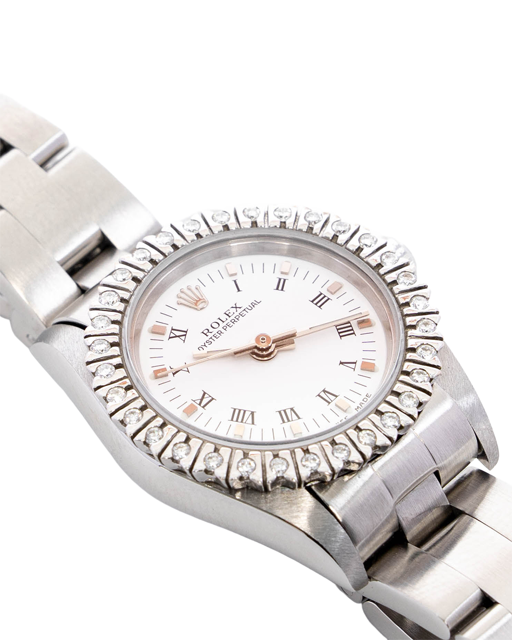 ROLEX OYSTER PERPETUAL WHITE DIAMOND STAINLESS STEEL SHW 590 B 78340 07782