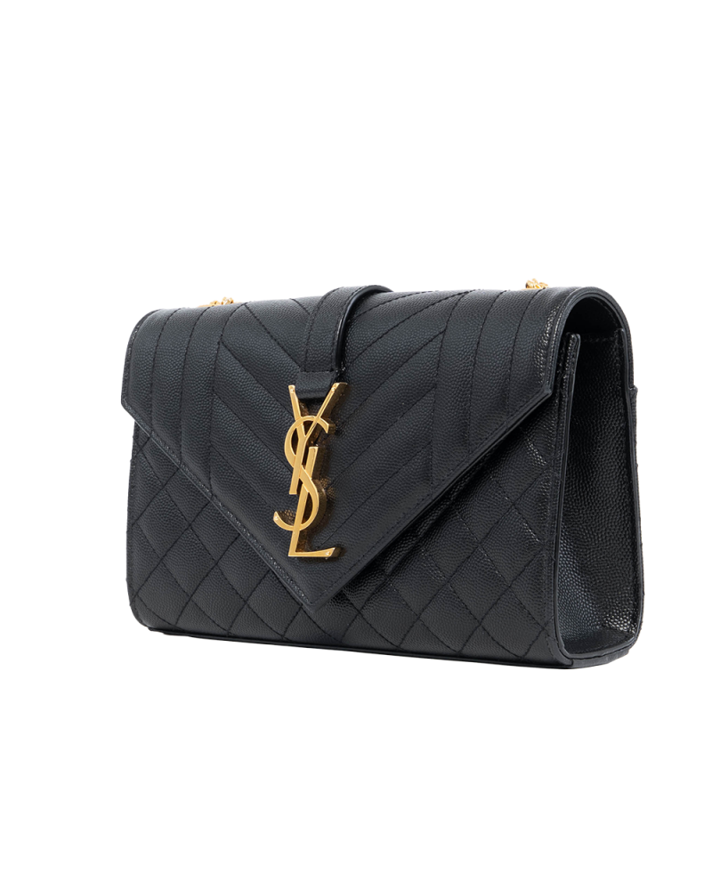 YSL ENVELOPE BLACK CHEVRON GHW ARS600195 0822 1180