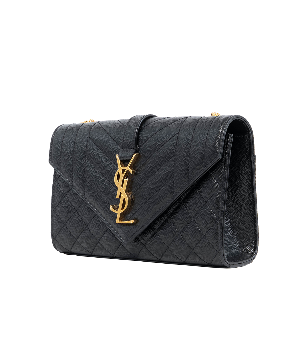 YSL ENVELOPE BLACK CHEVRON GHW ARS600195 0822 1180