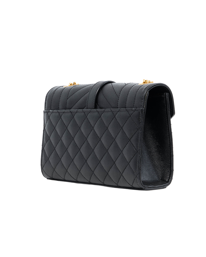 YSL ENVELOPE BLACK CHEVRON GHW ARS600195 0822 1181