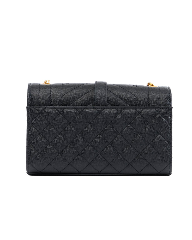 YSL ENVELOPE BLACK CHEVRON GHW ARS600195 0822 1182
