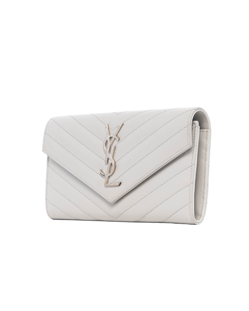 YSL SARAH WALLET LONG GRAY CHEVRON SHW GUE372264 0116 1245