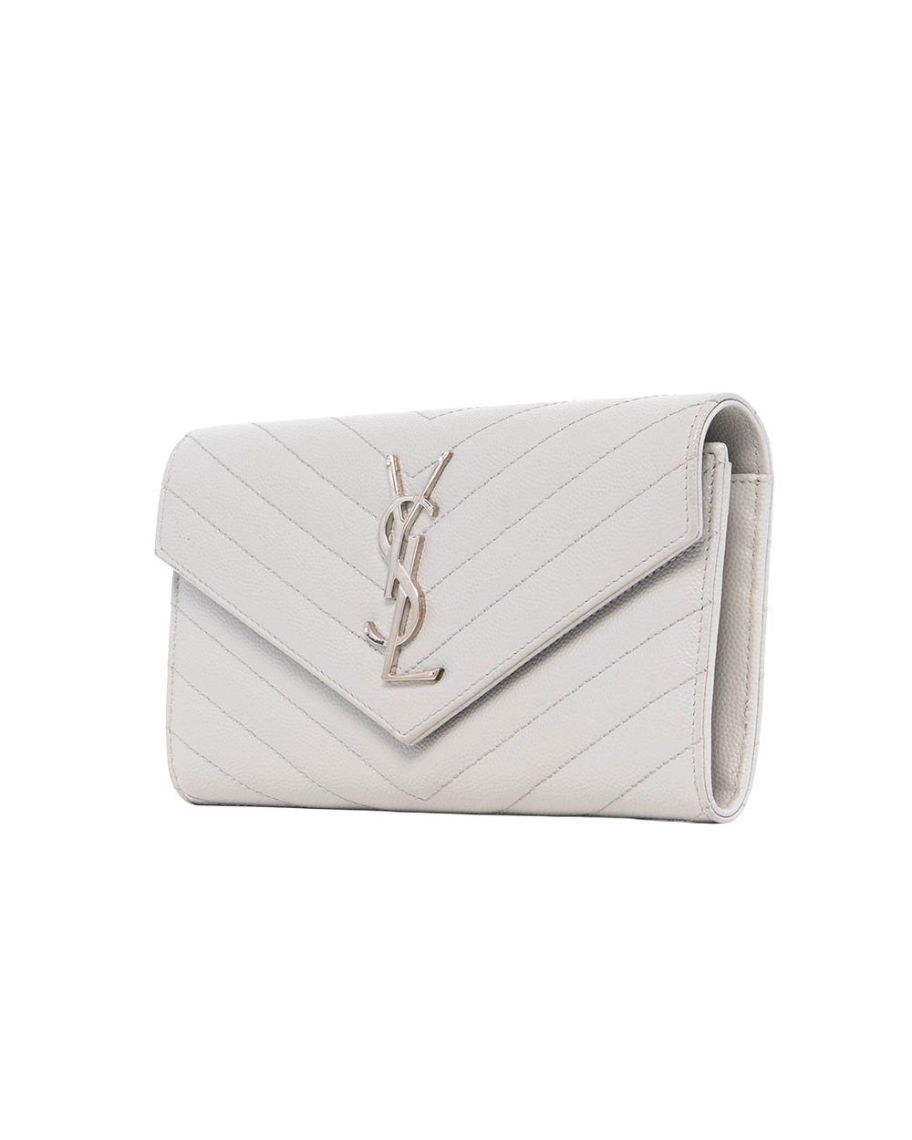 YSL SARAH WALLET LONG GRAY CHEVRON SHW GUE372264 0116 1245