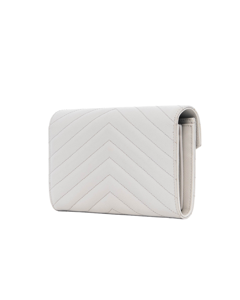 YSL SARAH WALLET LONG GRAY CHEVRON SHW GUE372264 0116 1246