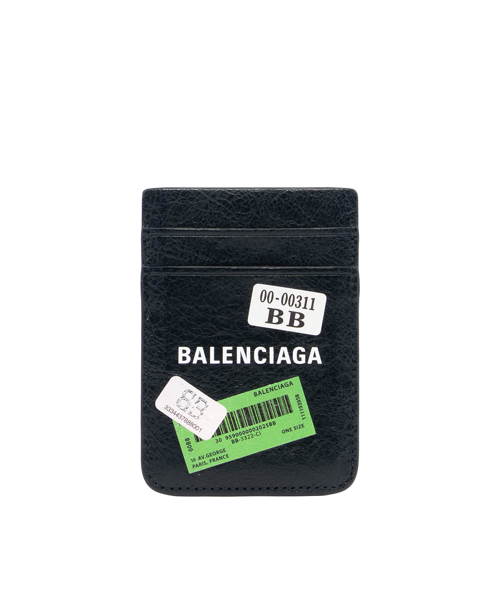 BALENCIAGA MAGNECTIC CARD HOLDER BLACK CALF 3099