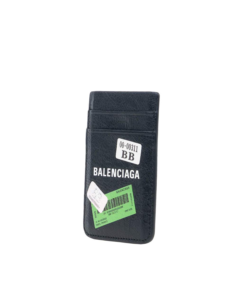 BALENCIAGA MAGNECTIC CARD HOLDER BLACK CALF 3100