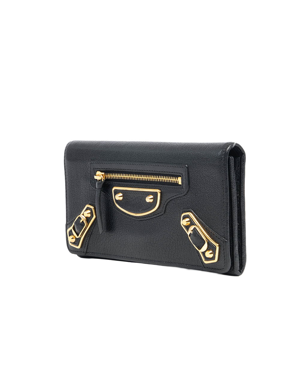 BALENCIAGA SARAH WALLET LONG BLACK CALF GHW 1292