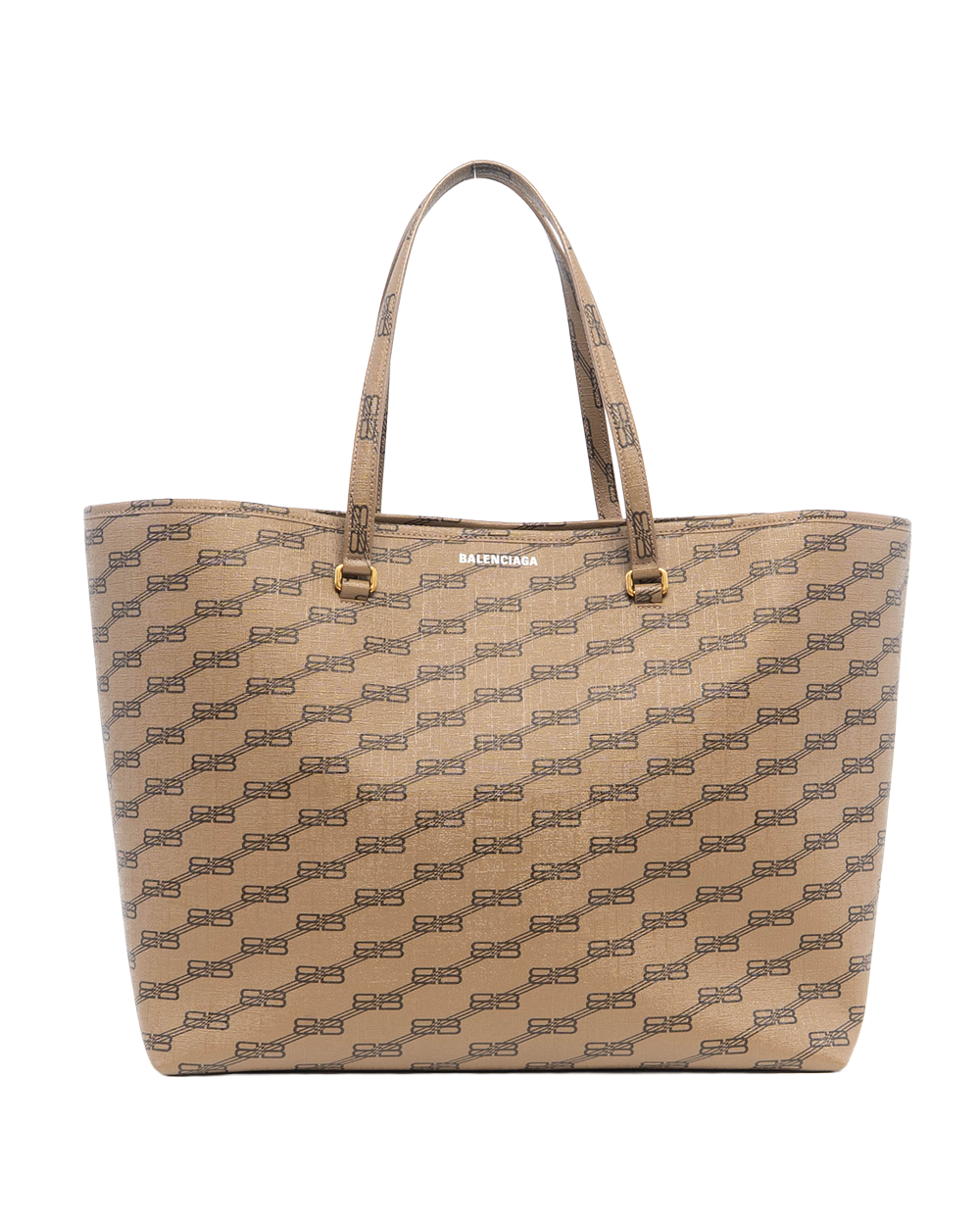 BALENCIAGA SIGNATURE TOTE BROWN CANVAS GHW 2162