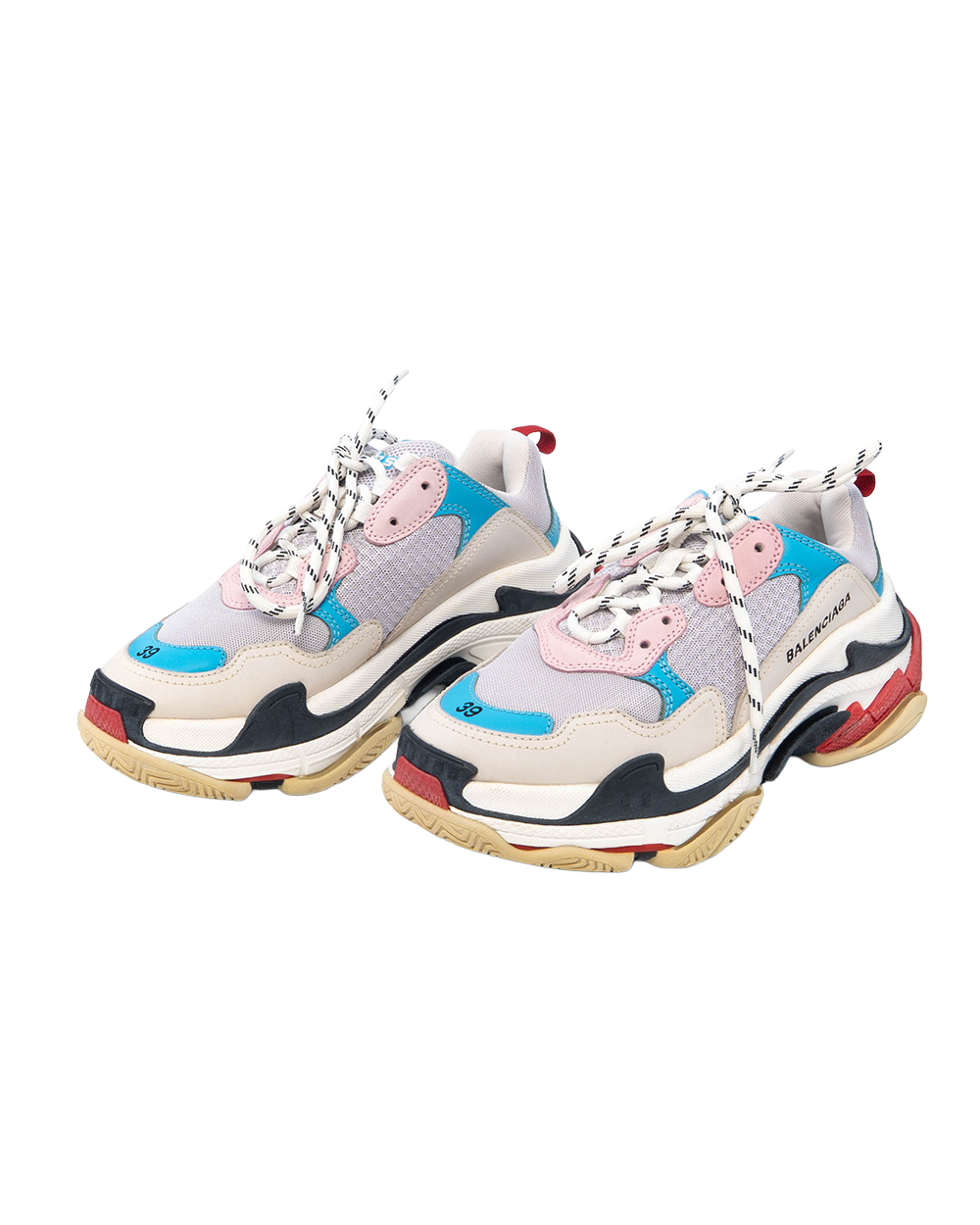 BALENCIAGA SNEAKER TRIPLE S LOGO 39 GREY BLUE PINK 5225