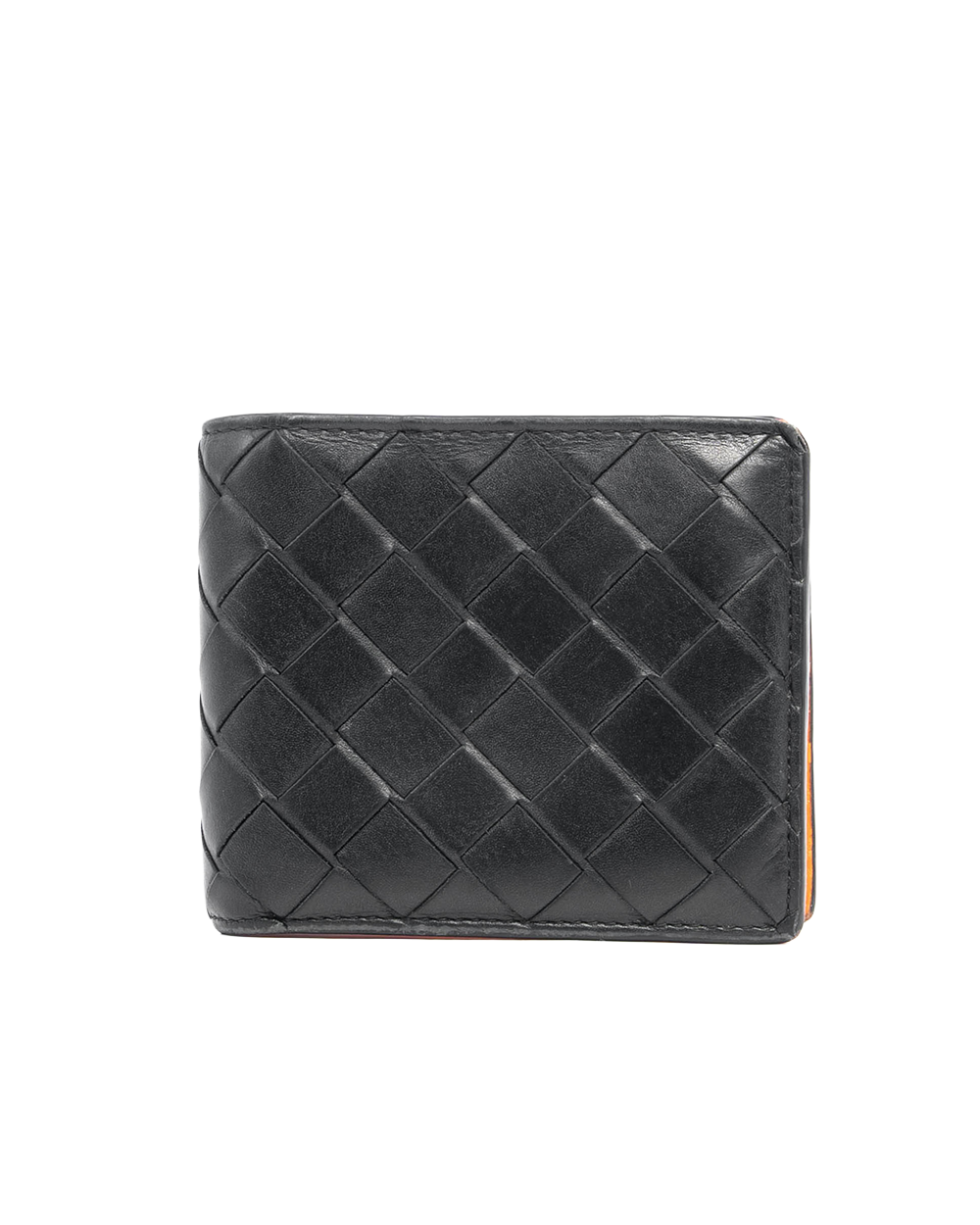 BOTTEGA 8 CARD SHORT BLACK ORANGE BIG STRAP CALF P02278943P 01528