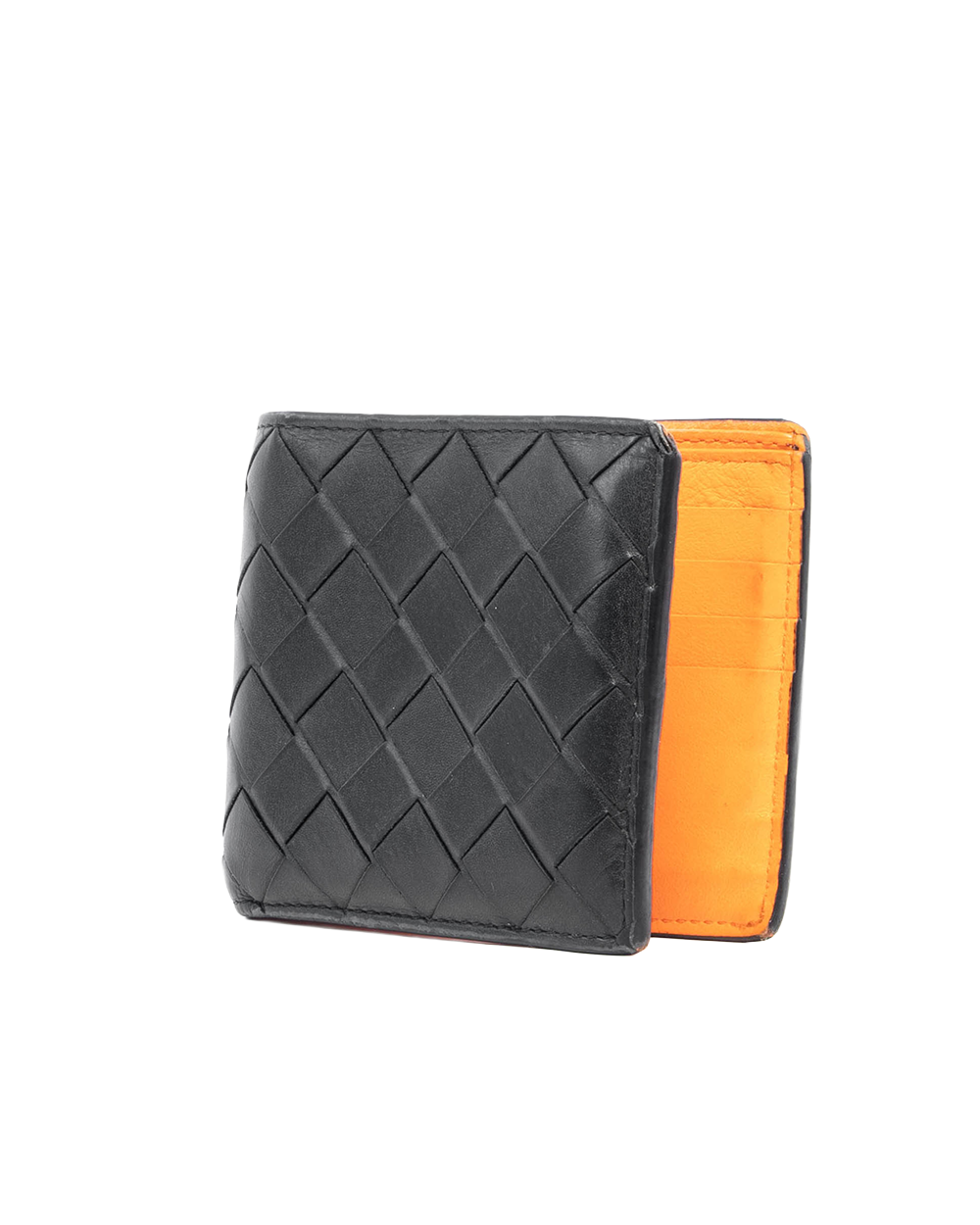 BOTTEGA 8 CARD SHORT BLACK ORANGE BIG STRAP CALF P02278943P 01529