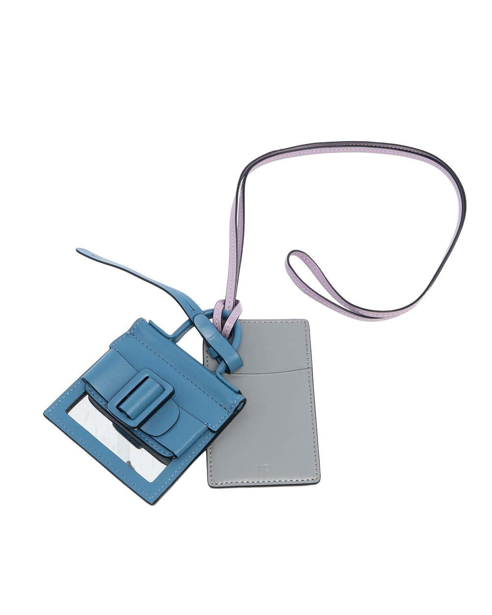 BOYY CARD SLOT WITH CHAIN BLUE GREY CALF 3209