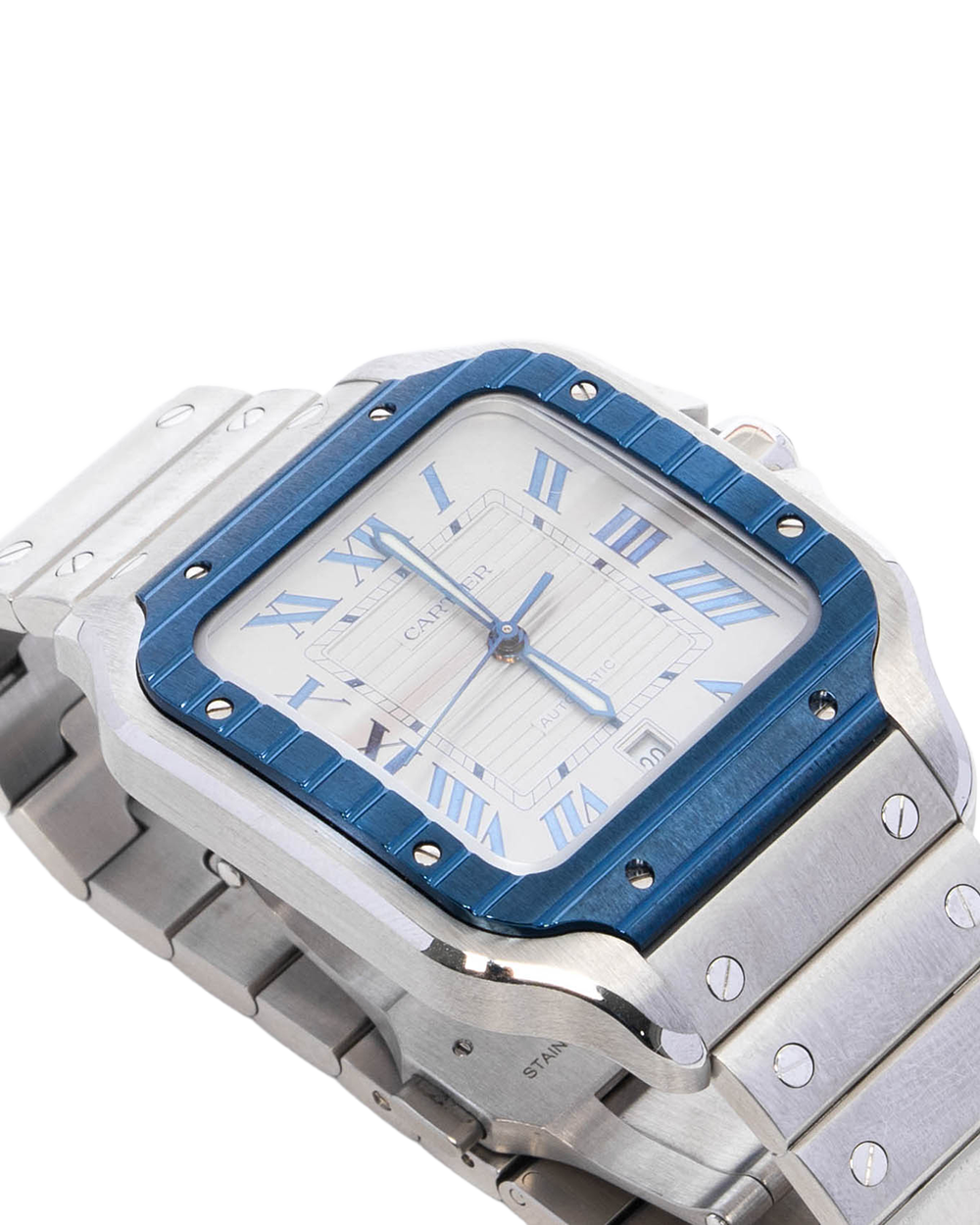 CARTIER SANTOS DE CARTIER 39.8 MM BLUE STAINLESS STEEL SHW 4072179069CX 08478