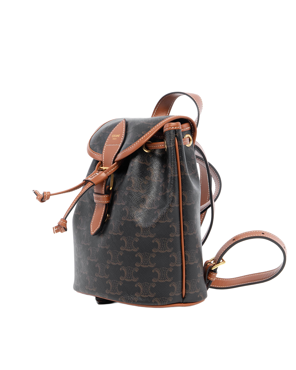 CELINE BACKPACK FOLCO MINI BROWN TAN CANVAS GHW F AN 2293 5001