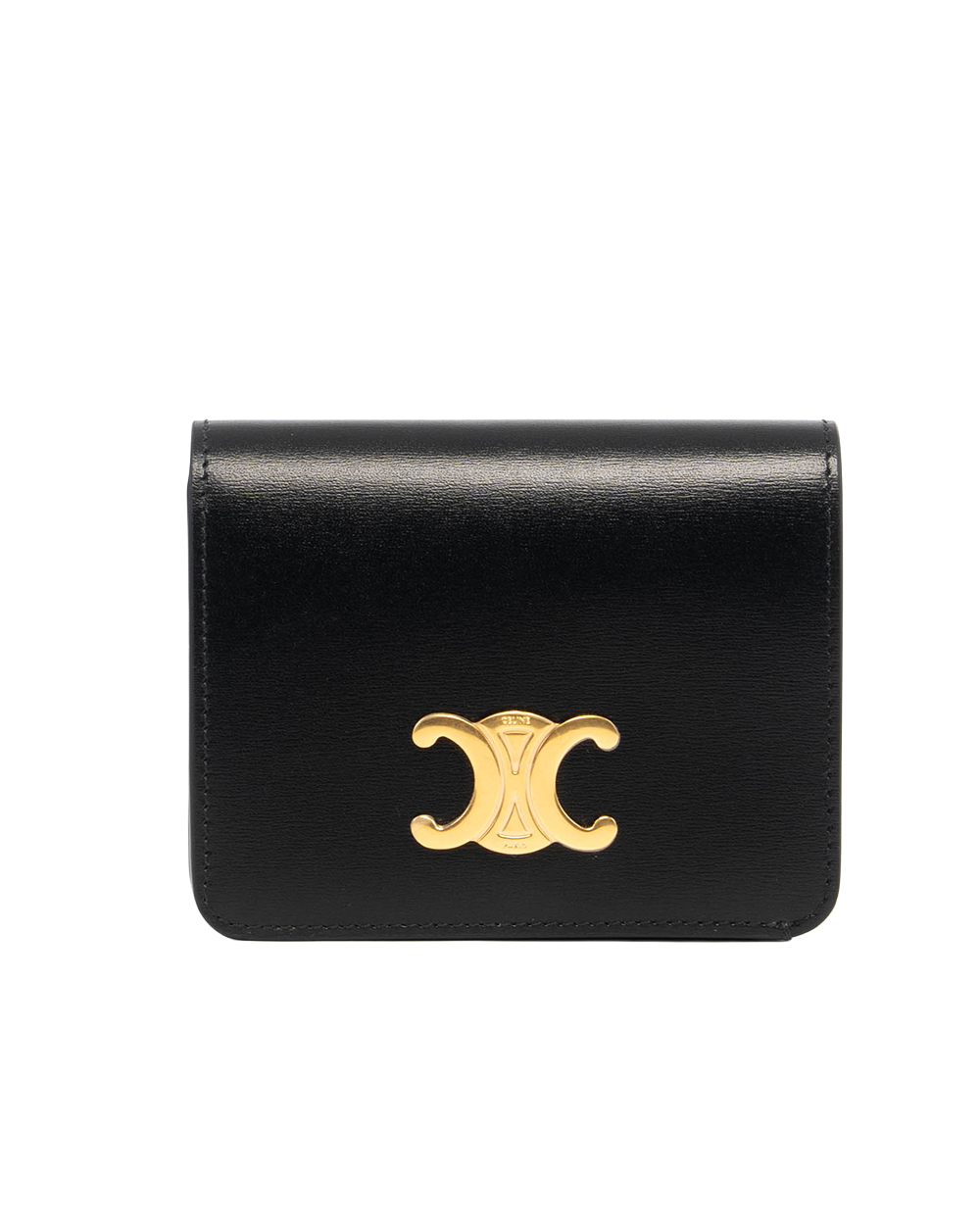 CELINE BI FOLD WALLET SHORT BLACK CALF GHW 09616