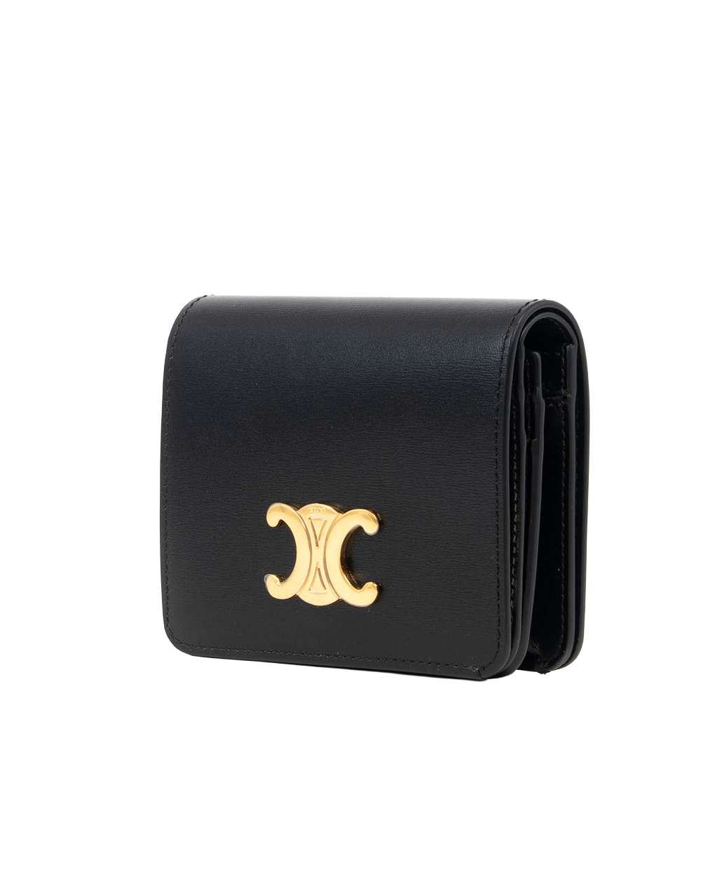CELINE BI FOLD WALLET SHORT BLACK CALF GHW 09617