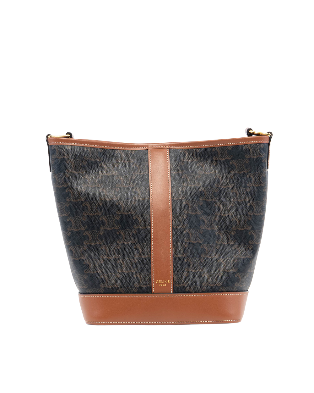 CELINE BUCKET TRIOMPHE SMALL BROWN TAN CANVAS GHW F CU 3273 F AT 3223 8095