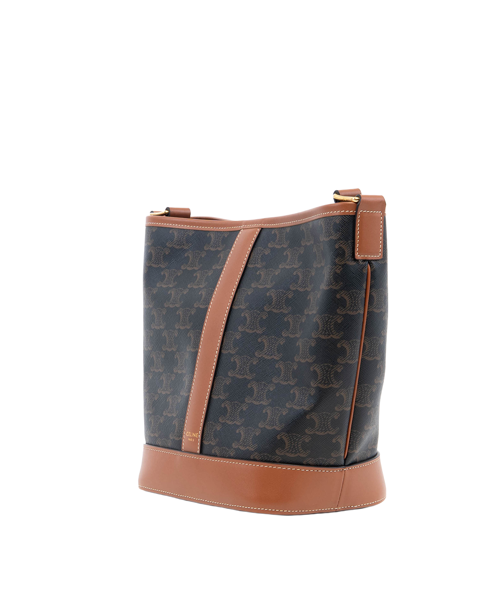CELINE BUCKET TRIOMPHE SMALL BROWN TAN CANVAS GHW F CU 3273 F AT 3223 8096
