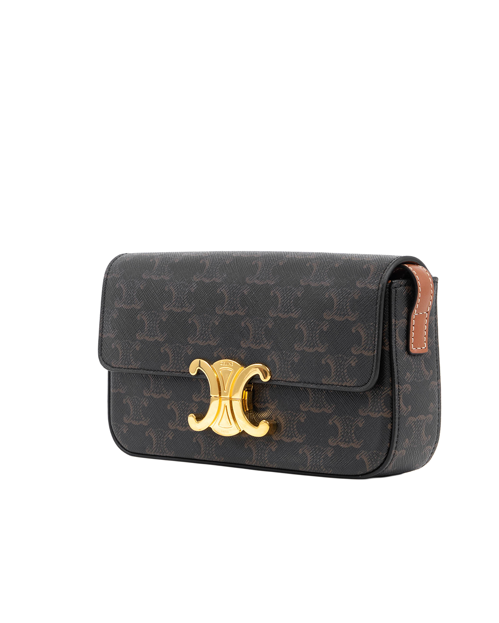 CELINE CLAUDE TRIOMPHE BROWN TAN CANVAS GHW W CU 2231 00842