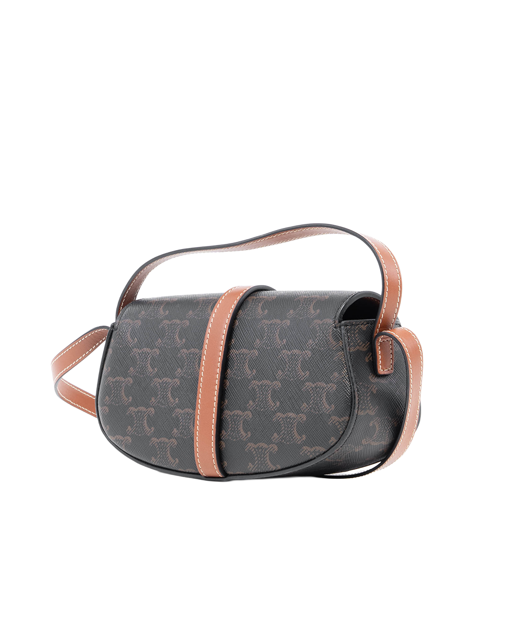 CELINE CLUTCH ON STRAP BROWN TAN CANVAS GHW S IP 4232 0171