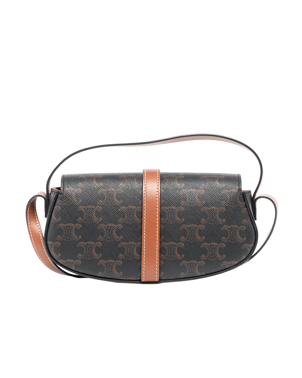 CELINE CLUTCH ON STRAP BROWN TAN CANVAS GHW S IP 4232 0172(1)