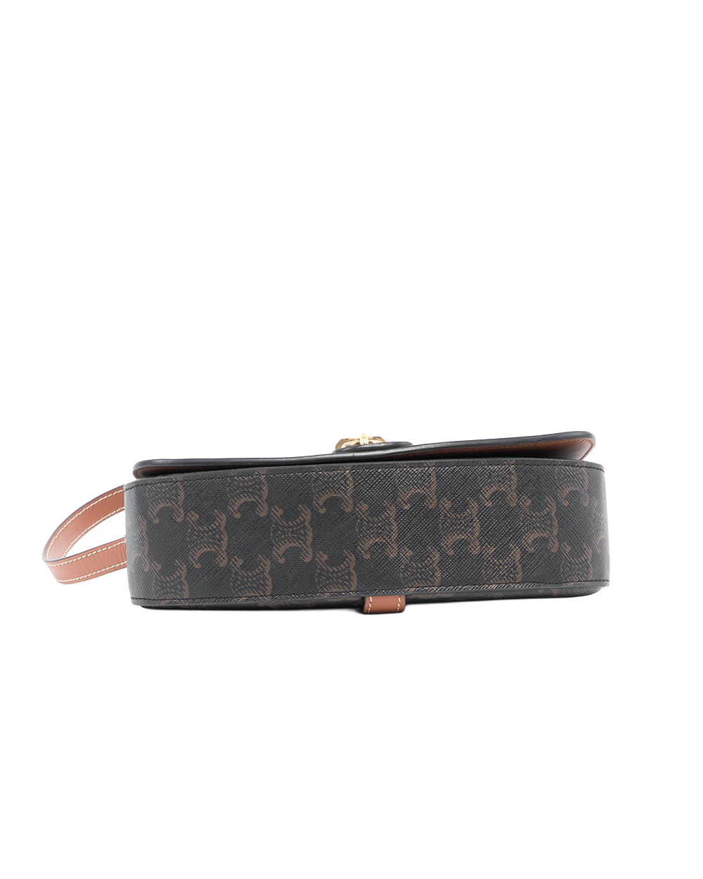 CELINE CLUTCH ON STRAP BROWN TAN CANVAS GHW S IP 4232 0173