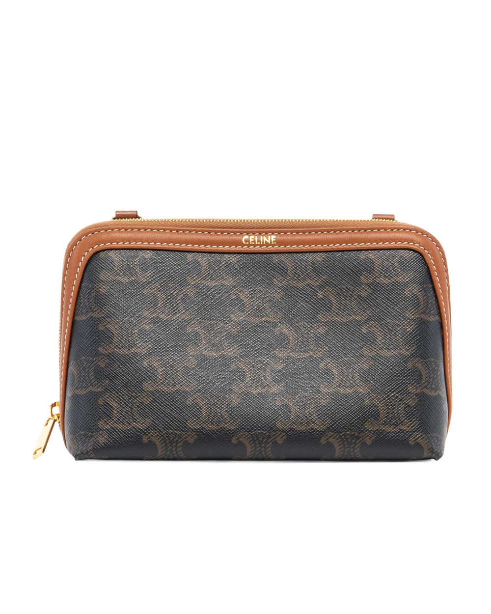 CELINE CLUTCH WITH CHAIN BROWN CANVAS GHW U SL 5202 5102