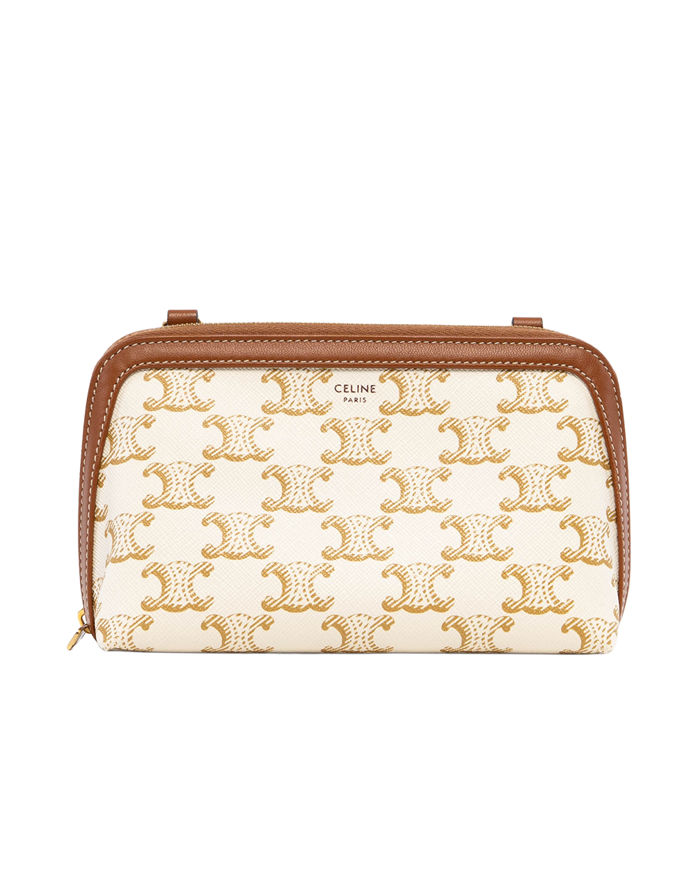 CELINE CLUTCH WITH CHAIN WHITE CANVAS GHW 5086