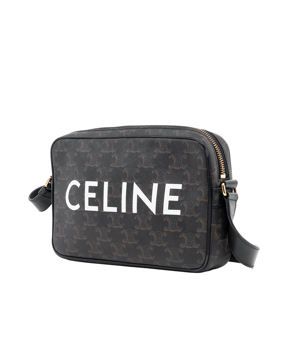 CELINE HORIZONTAL MESSENGER BLACK CANVAS GHW F CU 2232 09044