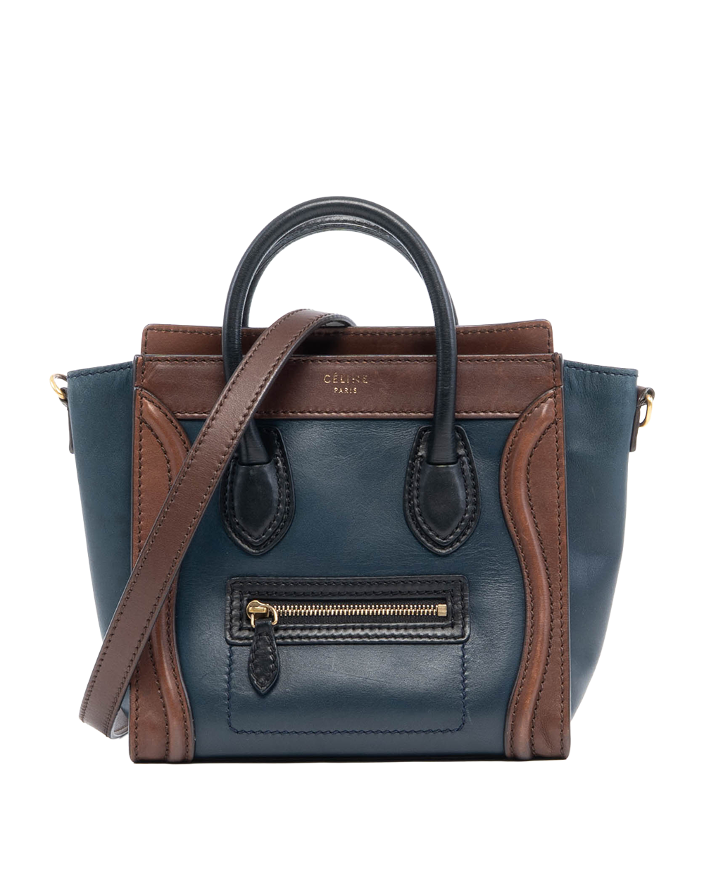 CELINE LUGGAGE NANO BROWN NAVY CALF GHW 4014