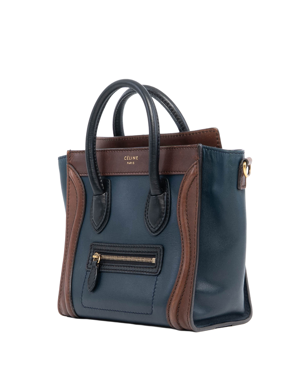CELINE LUGGAGE NANO BROWN NAVY CALF GHW 4015