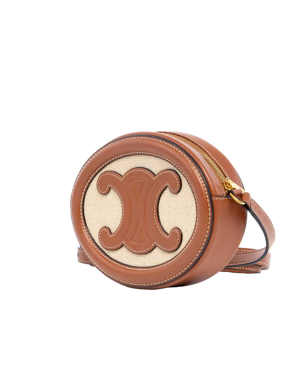 CELINE OVAL PURSE BROWN NATURAL CANVAS GHW F BB 1232 5128