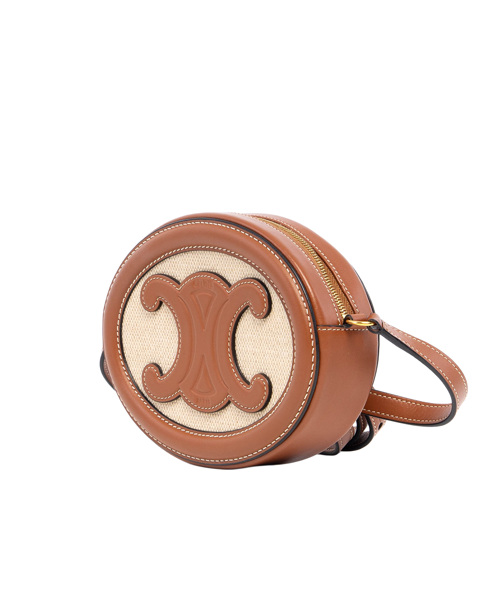 CELINE OVAL PURSE BROWN NATURAL CANVAS GHW F BB 1232 5129