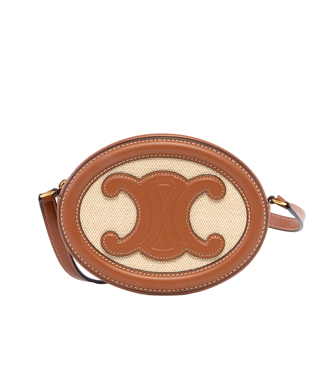 CELINE OVAL PURSE BROWN NATURAL CANVAS GHW F BB 1232 5130