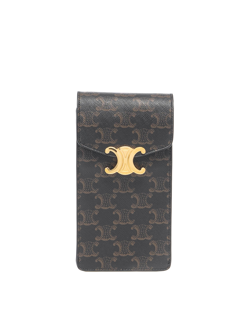 CELINE PHONE POUCH BROWN TAN CANVAS GHW W IE 3252 1447