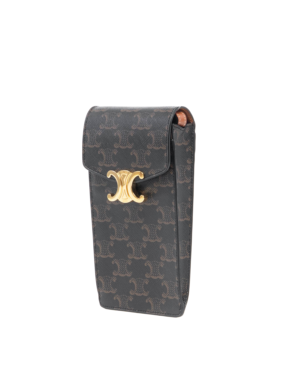 CELINE PHONE POUCH BROWN TAN CANVAS GHW W IE 3252 1448